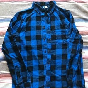 Divided blue and black flannel